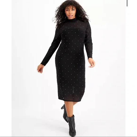 INC International Concepts | Dresses | Culpos X Inc Black Mesh Crystal Mock  Neck Dress | Poshmark